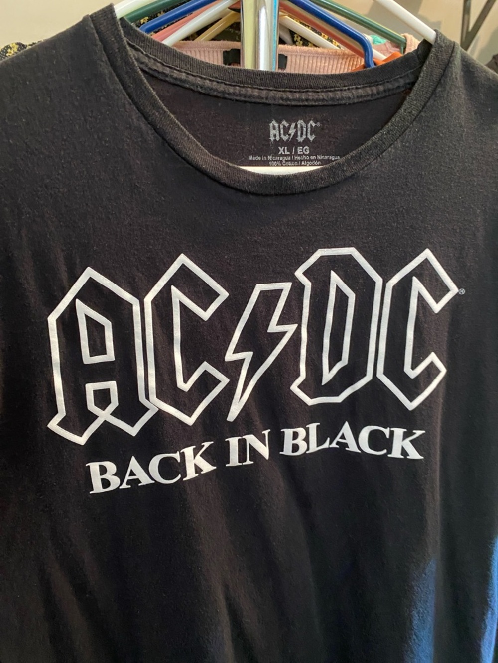 AC/DC Black Tee with White Logo - Back In Black Graphic - Picture 3 of 3